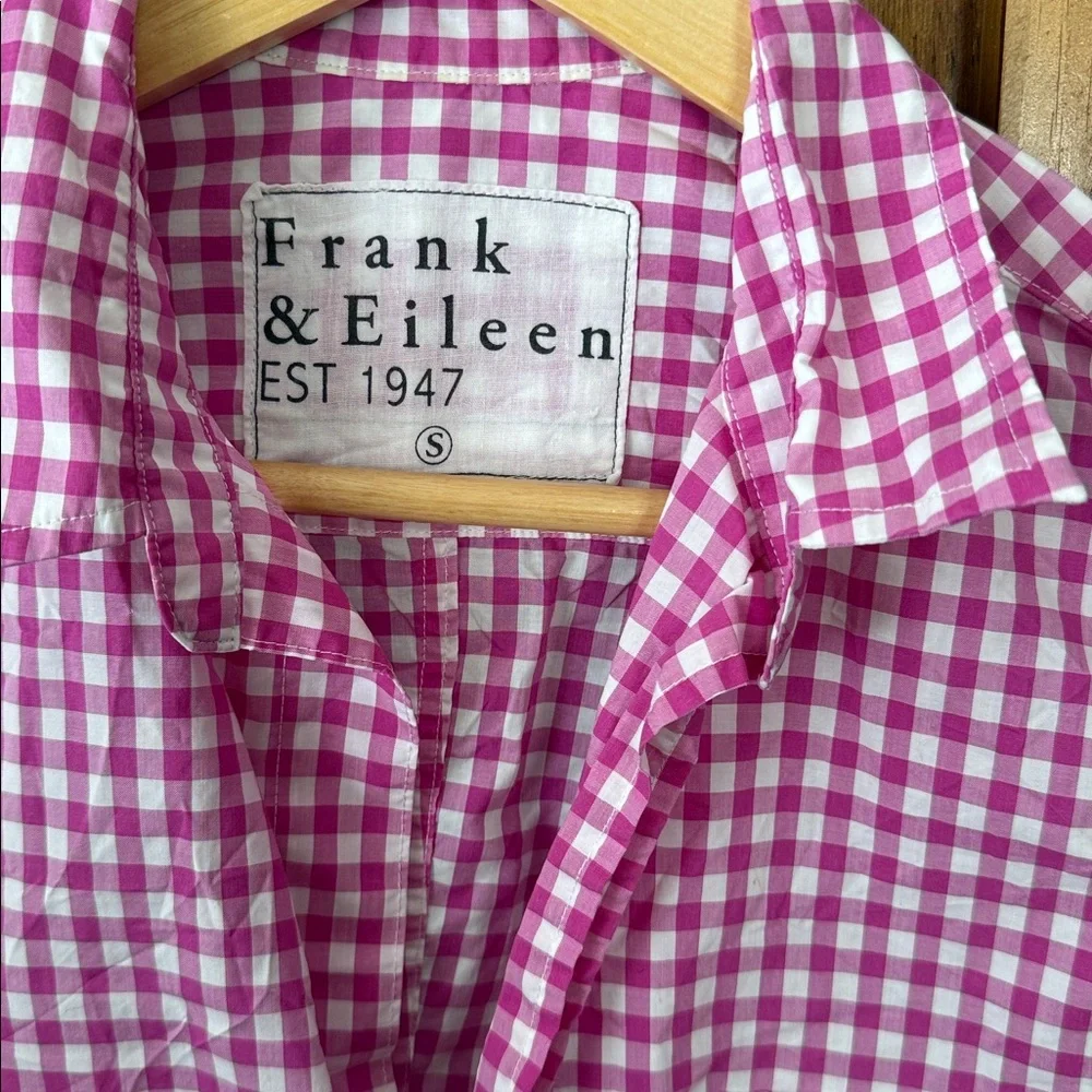 Frank & Eileen Multi Pink Gingham Signature Crinkle. Size S - Picture 6 of 9